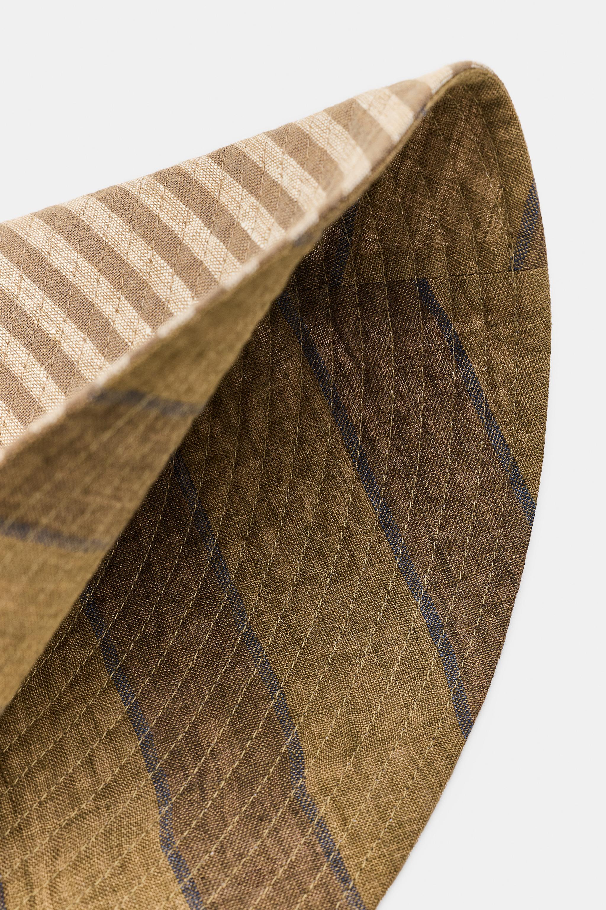 REVERSIBLE 100% LINEN STRIPED HAT